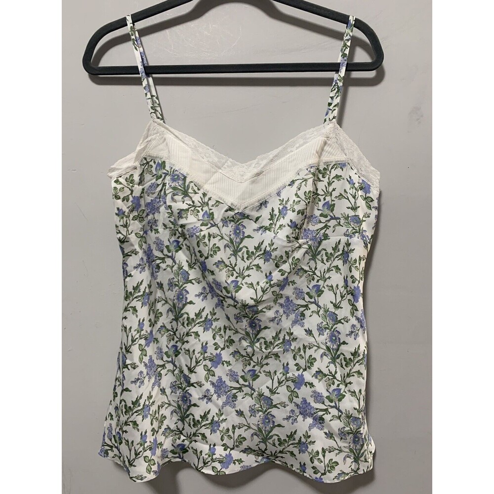 Ann Taylor LOFT Women 10 Tank Top Multicolor Floral Flowy Camisole Lace Lined